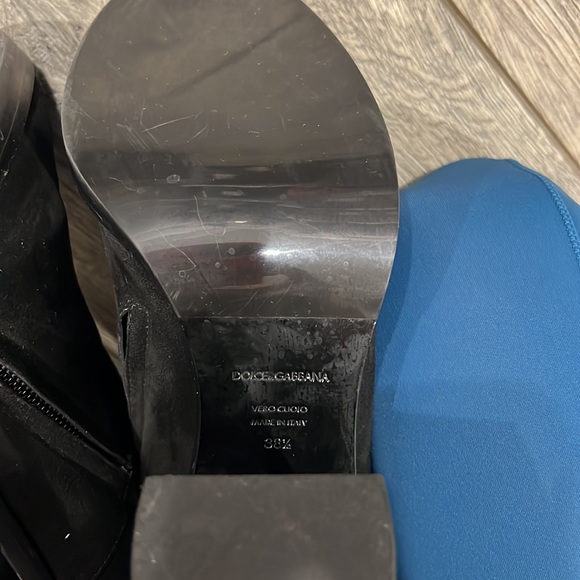 • Dolce and Gabbana • Block Heel Knee High Suede Leather Boots Black 38.5 Womens - Picture 5 of 6